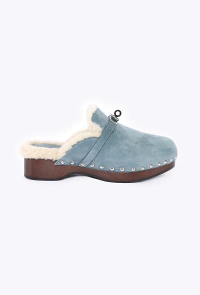 Hermès Suede Shearling Carlotta Mules, 2022 - 1