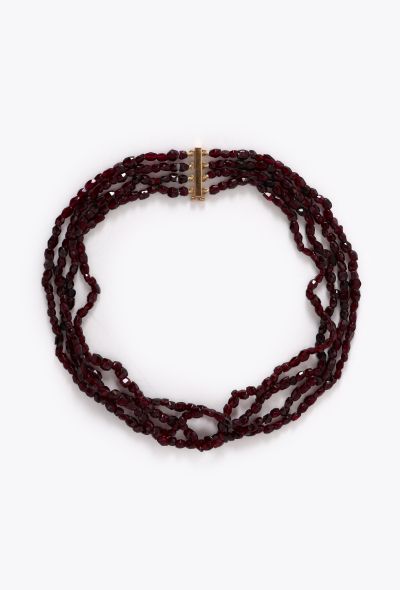 Vintage Fine Jewelry 18k Yellow Gold & Almandine Choker Necklace - 1