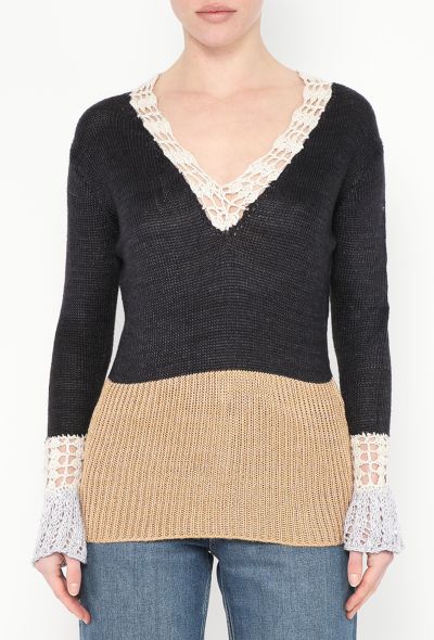 Rodarte Crochet Trim Silk Sweater - 1