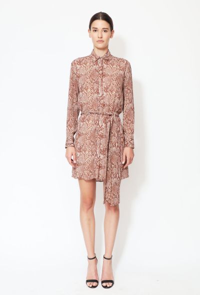 Saint Laurent 2016 Snake Print Belted Crêpe Dress - 2