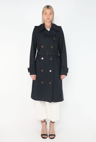 Khaite Navy Gabardine Belted Trench - 1