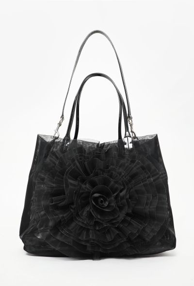 Valentino Black Mesh Floral Tote Bag - 2