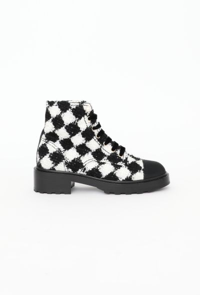 Chanel 2021 Grosgrain Tweed 'CC' Boots - 1
