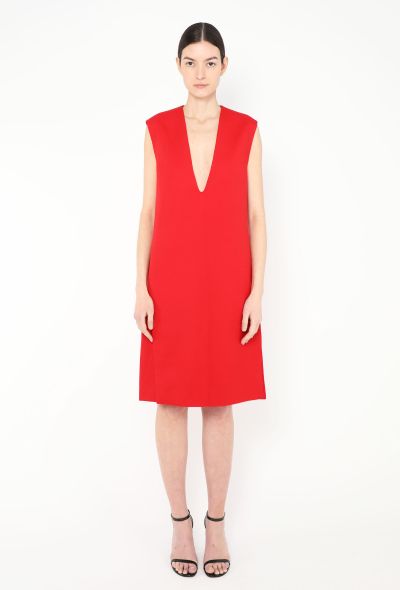 Céline Plunging Twill Shift Dress - 1