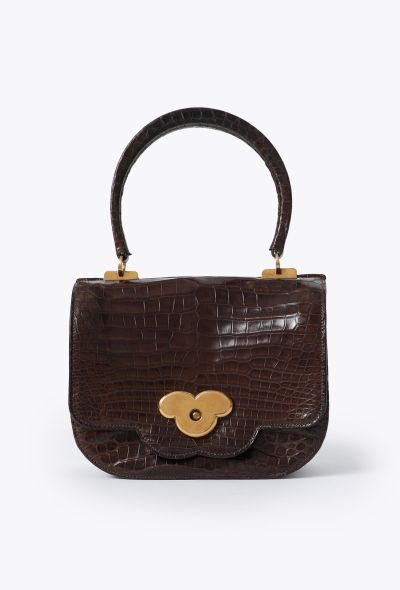 Hermès 1960s Brown Porosus Top-Handle Bag - 1