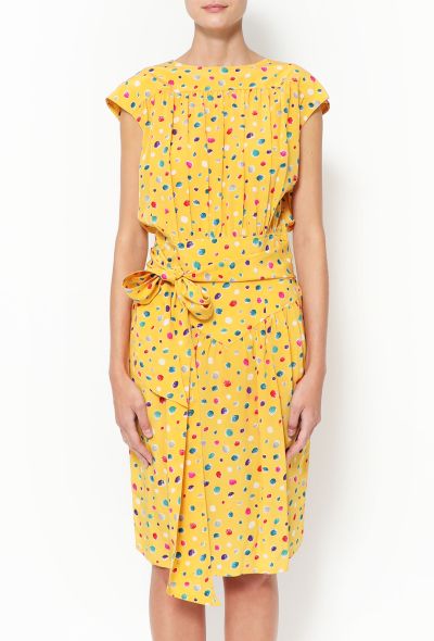 Emanuel Ungaro Vintage Yellow Polka Dot Silk Dress - 2
