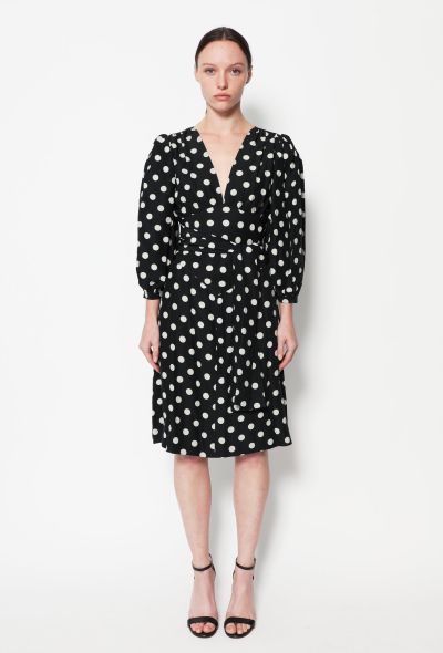 Saint Laurent 70s Polka Dot Belted Silk Dress - 1