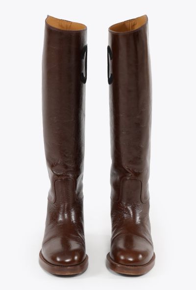 Chanel Leather 'CC' Riding Boots Brown - 2