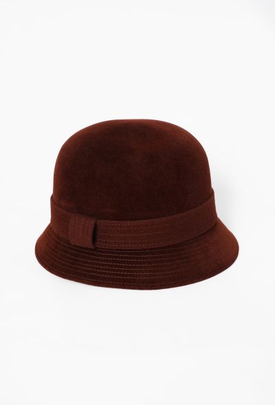 Hermès Burgundy Felted Cloche Hat - 1