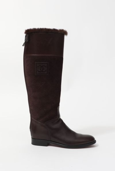 Chanel Fur Trimmed Knee Boots - 1