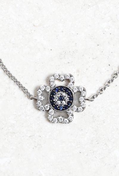 Vintage Fine Jewelry 18k Gold, Sapphire & Diamond Flower Bracelet - 2