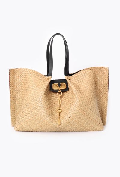 Valentino Raffia Vlogo Escape Tote Bag - 1