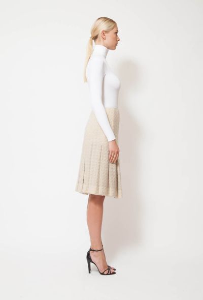 Vintage Beige Tweed Pleated Skirt - 2