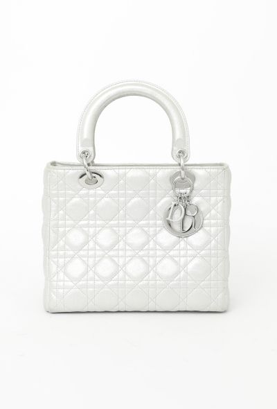 Dior Metallic Silver Lady Dior Bag - 1