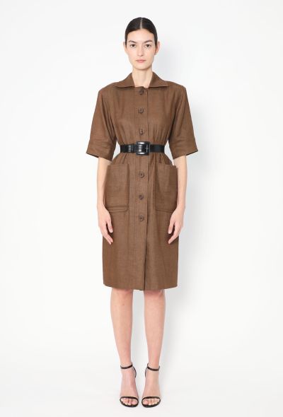 Saint Laurent F/W 1983 Brown Linen Tunic Dress - 1