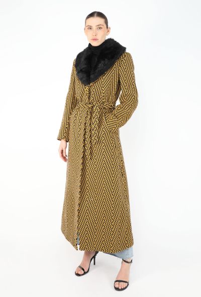 Gianni Versace '90s Chevron Belted Coat - 1