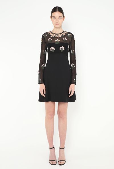 Valentino Floral Beaded A-Line Dress - 1