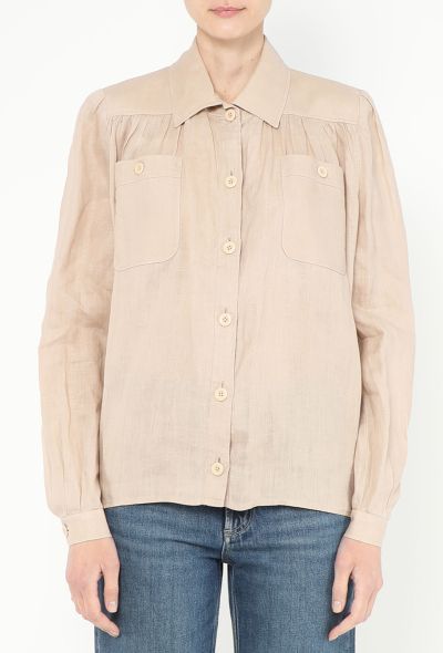 Valentino Vintage Ruched Linen Blouse - 1