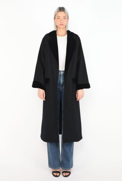 Saint Laurent Late '70s Velvet Trim Belted Coat - 2