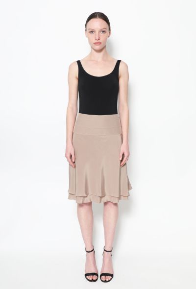 Chanel Taupe brown Flared Silk Skirt - 1