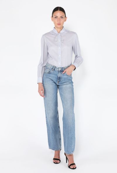 Céline S/S 2020 Pinstripe Prairie Lavallière Blouse - 2