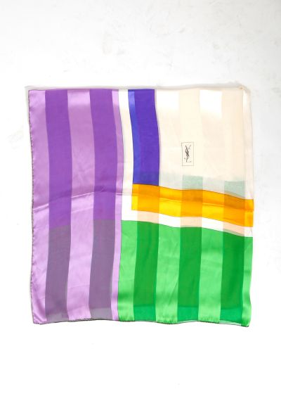 Saint Laurent Vintage Multicolor Satin Scarf - 1