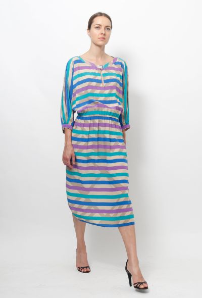 Ted Lapidus - Vintage Striped Silk Dress - 2