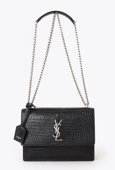 Saint Laurent Medium Croco Embossed Sunset Bag - 1