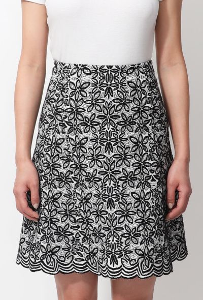 Alaïa Floral Textured Skirt Black & white - 2
