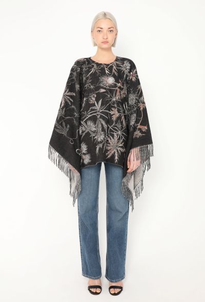 Dior Fringed Floral Angora Poncho - 2