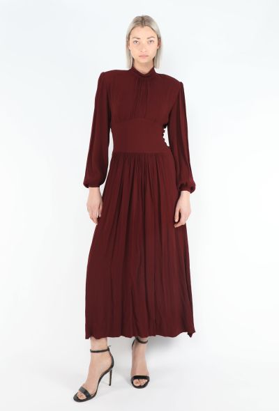 1930s Burgundy Box Pleat Dress - 2