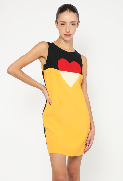Moschino 1992 Colorblock Heart Dress - 1
