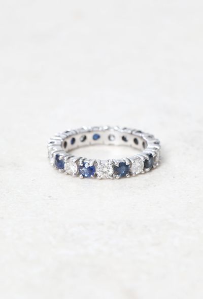 Vintage Fine Jewelry 18k Gold, Diamond & Sapphire Wedding Band - 1
