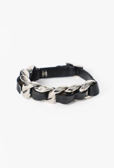 Chanel '90s Interwoven Chainlink & Leather Bracelet - 2
