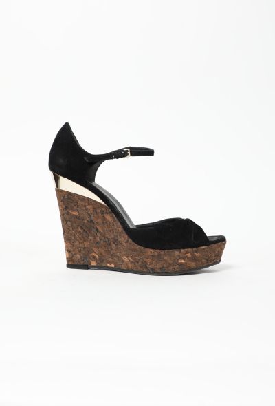 Gucci Early 2000s Suede Cork Wedges - 1