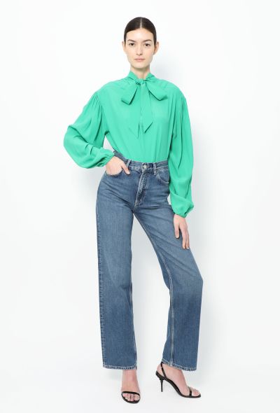 Balenciaga 2016 Silk Lavallière Blouse - Green - 1