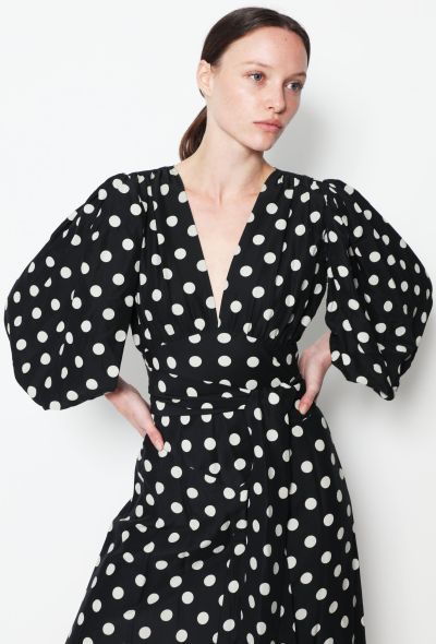 Saint Laurent 70s Polka Dot Belted Silk Dress - 2