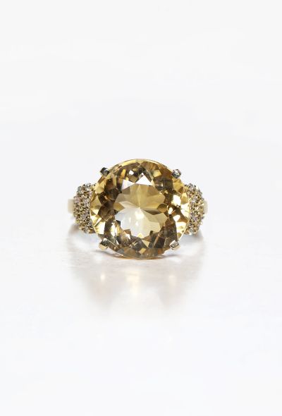 Vintage Fine Jewelry 18k Yellow Gold, Citrine & Diamond Ring - 1