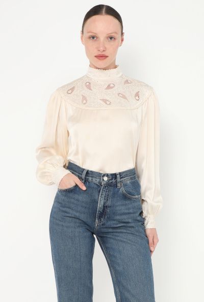 Hanae Mori '80s Embroidered Silk Blouse - 2