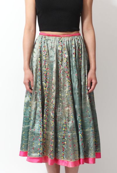 World Treasures Vintage Floral Embroidered Skirt - 2