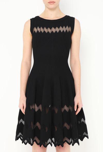 Alaïa Chevron Lace Skater Dress - 2
