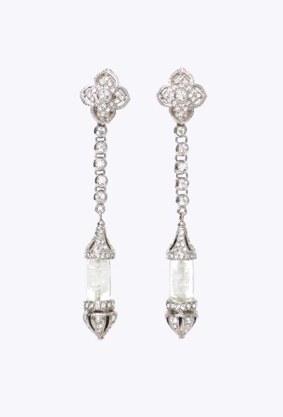 Dior 1997 Strass Pendant Clip Earrings - 1