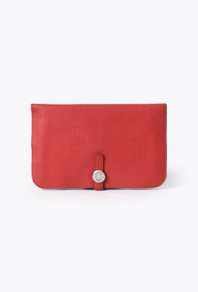 Hermès Red Taurillon Clémence Dogon GM Wallet - 1