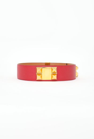Hermès Vintage Rouge Courchevel ‘Collier de Chien’ Belt (1995) - 2