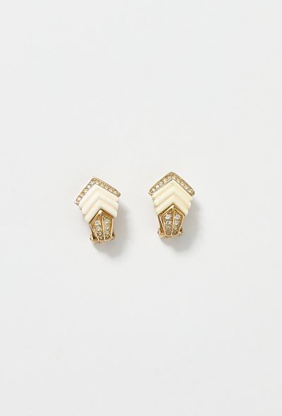 Dior '80s Strass Chevron Necklace & Earring Set - 2
