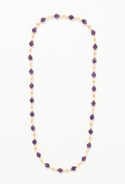 Amethyst Beaded Pearl Sautoir Necklace – Purple - 1