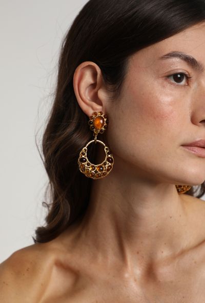 Chanel 1994 Çitrine Glass Clip Earrings - 1