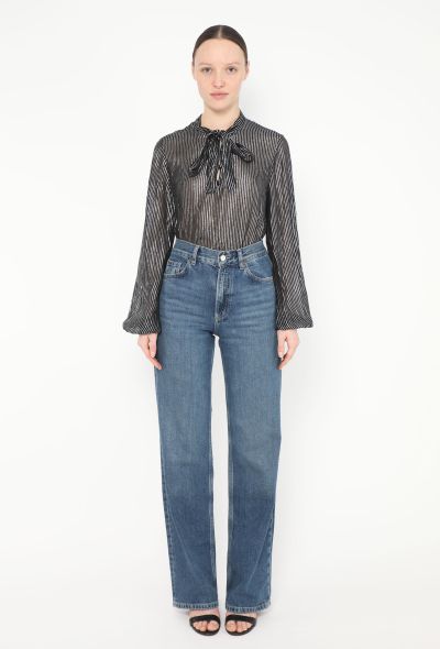 Saint Laurent Iridescent Lamé Lavallière Blouse - 2