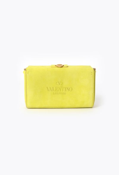 Valentino Yellow Suede Clutch - 1