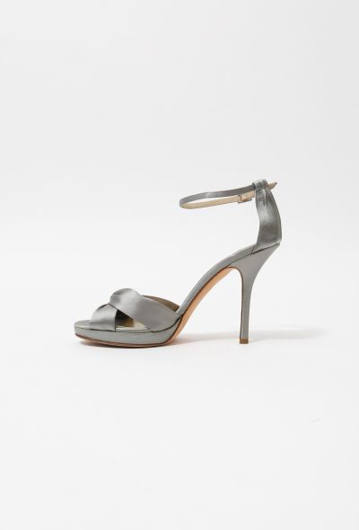 Jimmy Choo Silver Satin Sandals - 2